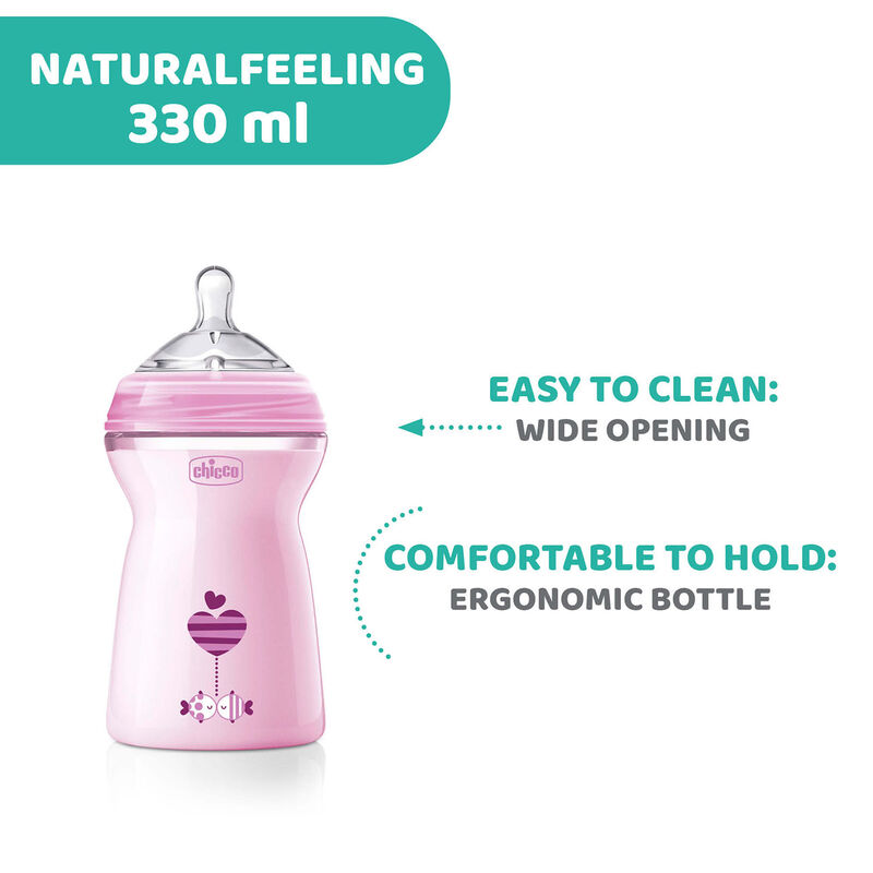 Naturalfeeling Feeding bottle 330Ml Pink - Fast Flow image number null